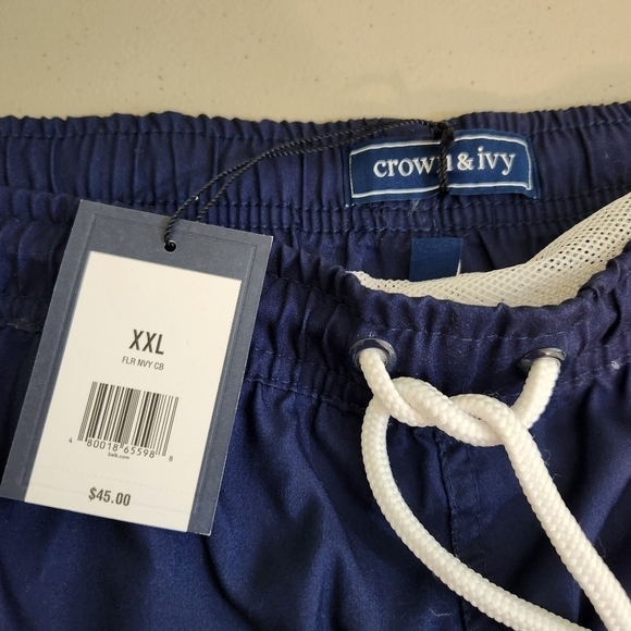 NWT Crown & Ivy Navy Blue Swim Trunks, sz XXL - Picture 4 of 6
